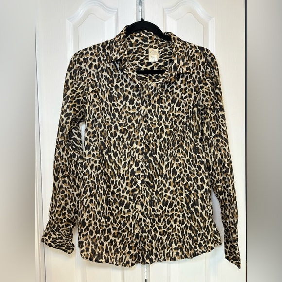 J.Crew The Perfect Shirt - Animal Print Button-up Leopard Shirt Fit in Size 4 - Picture 1 of 9